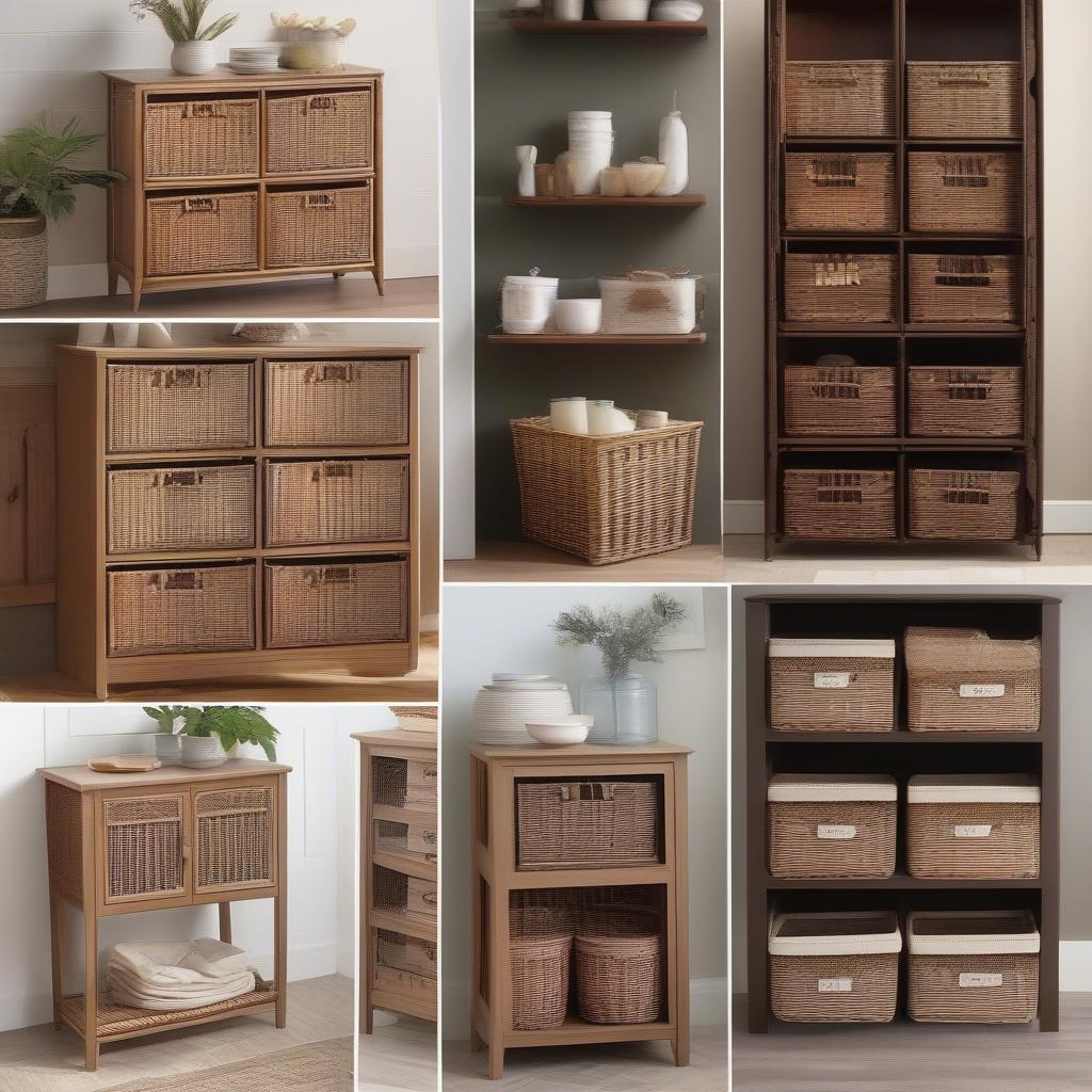 Various Styles of Wicker Basket Cabinets