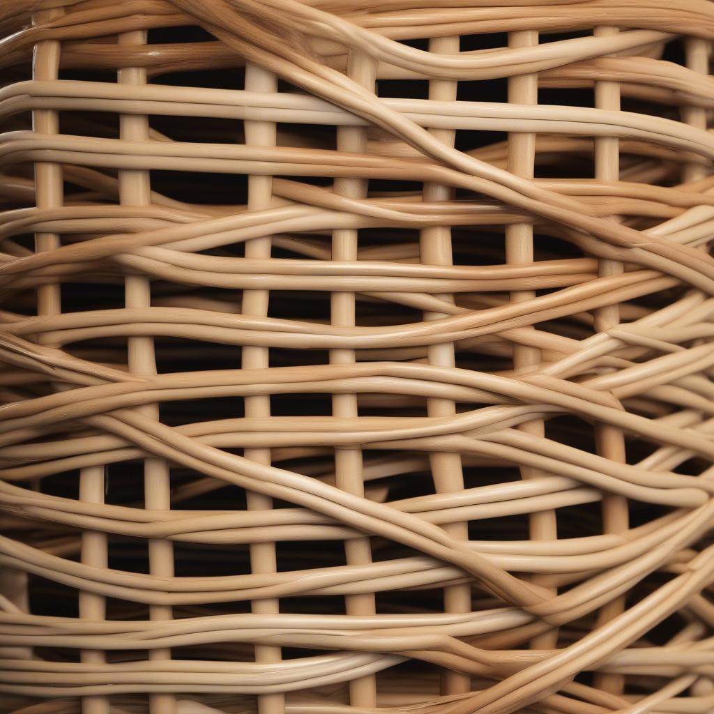 Close-up of different wicker materials for comparison