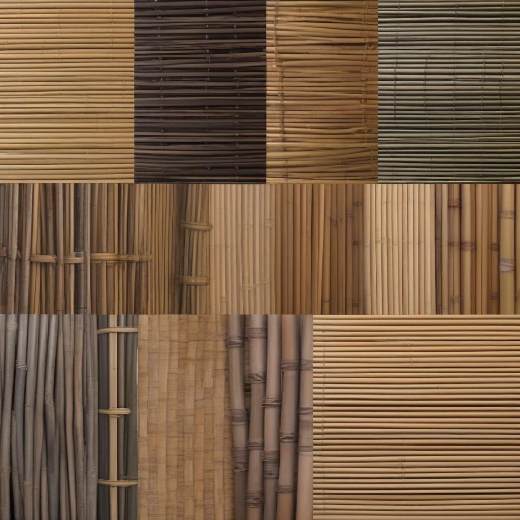 Different wicker materials: rattan, willow, and bamboo