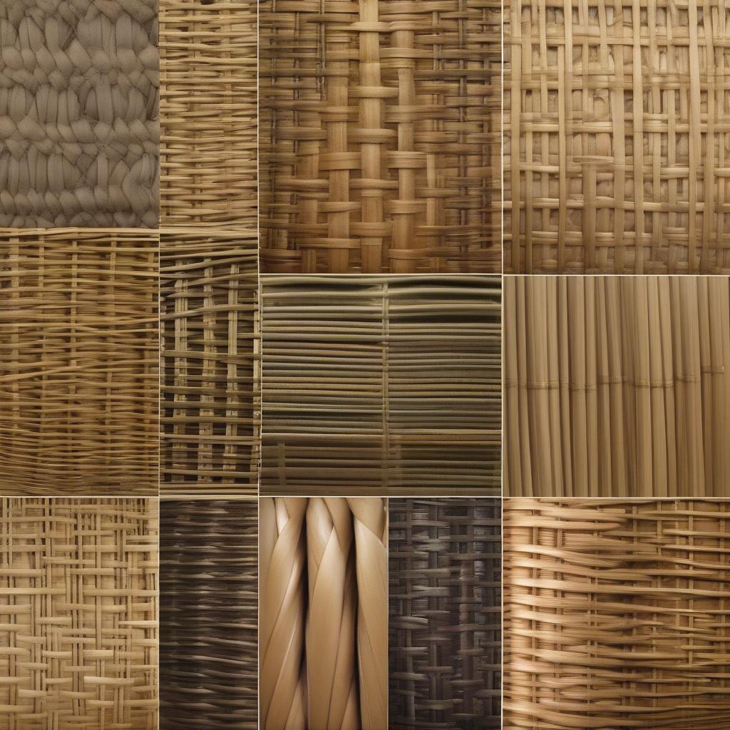 Various weaves and styles of wicker placemats