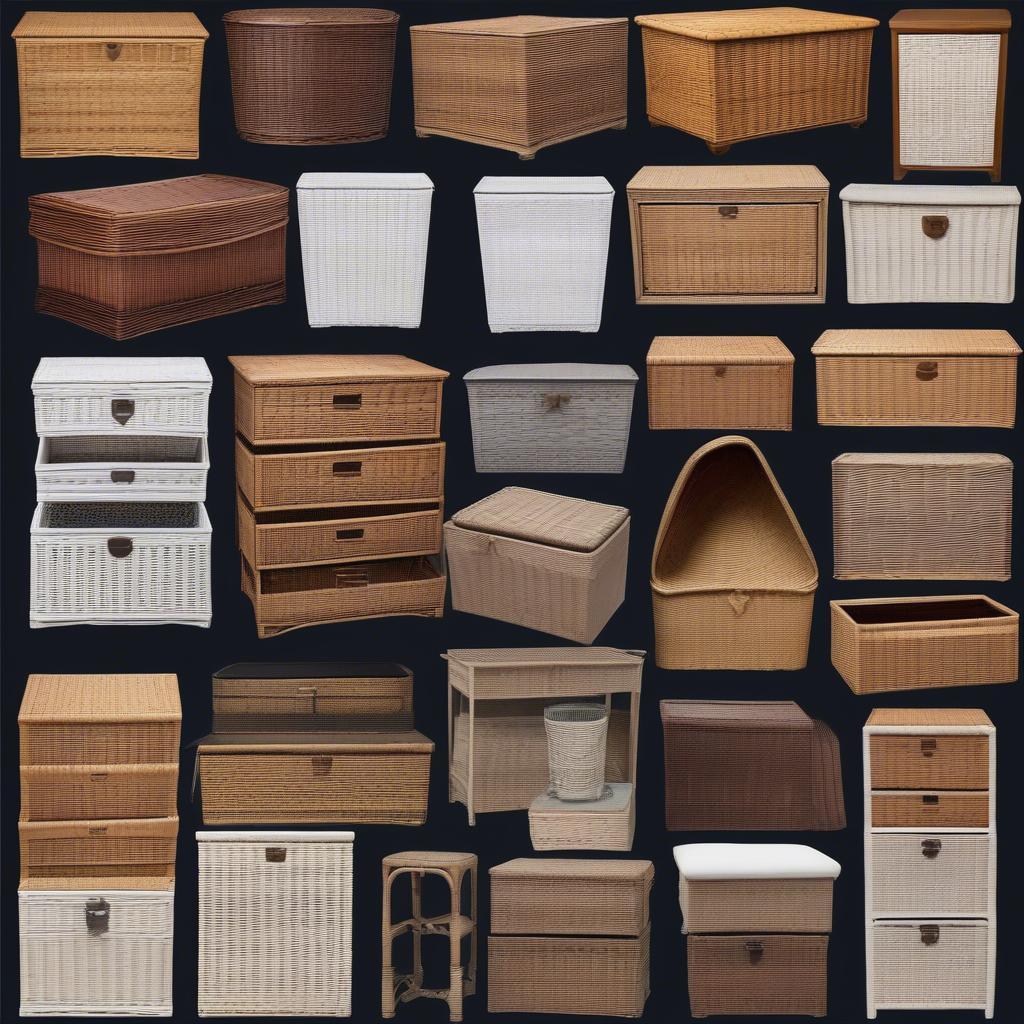 Variety of wicker storage chest styles available in Canada, showcasing different weaves and finishes.