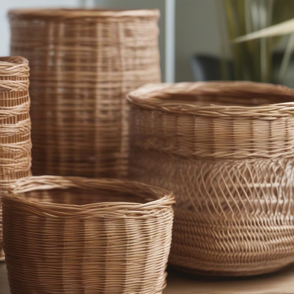 Different types of wicker used in making hurricane candle holders