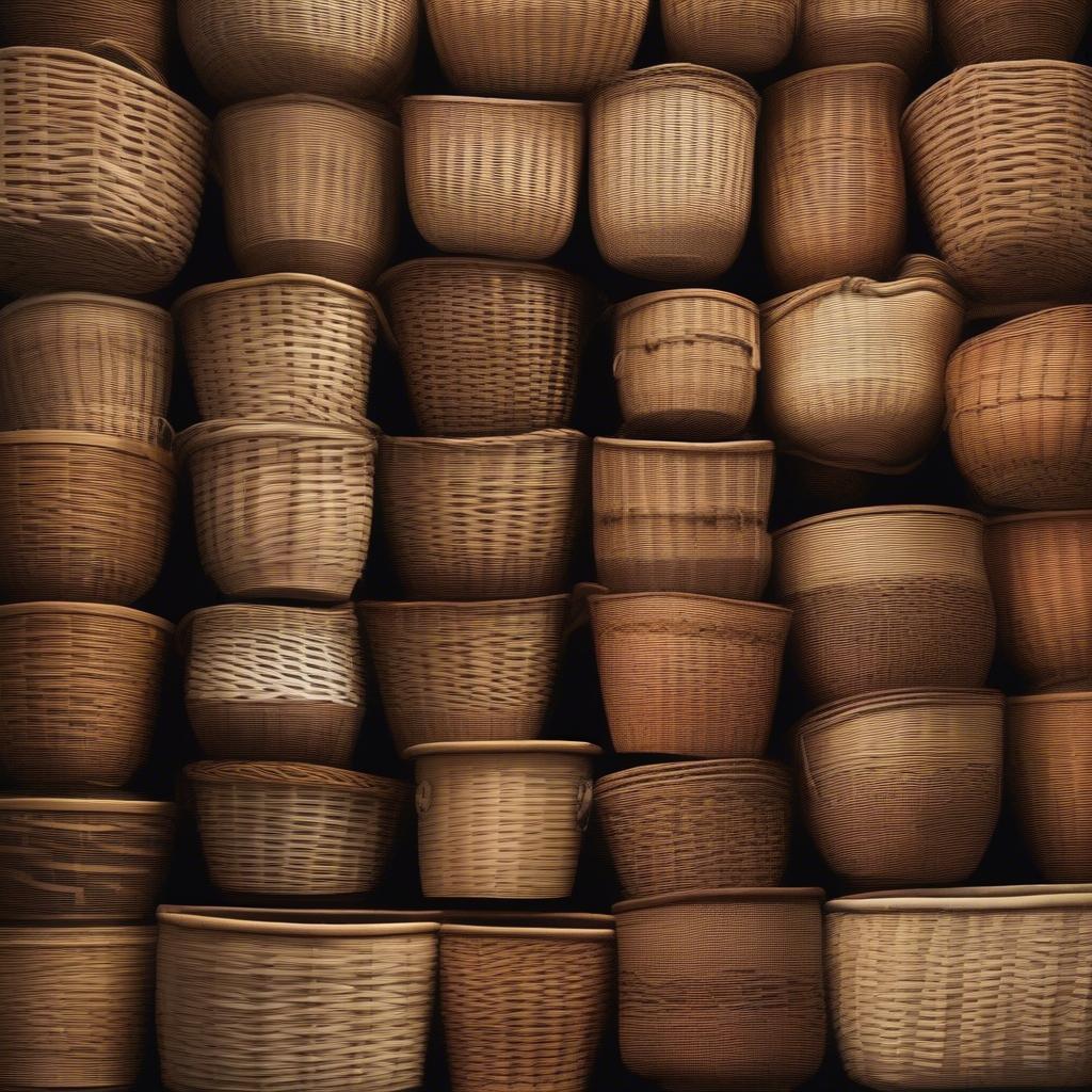 Various wicker weave patterns for different basket styles.