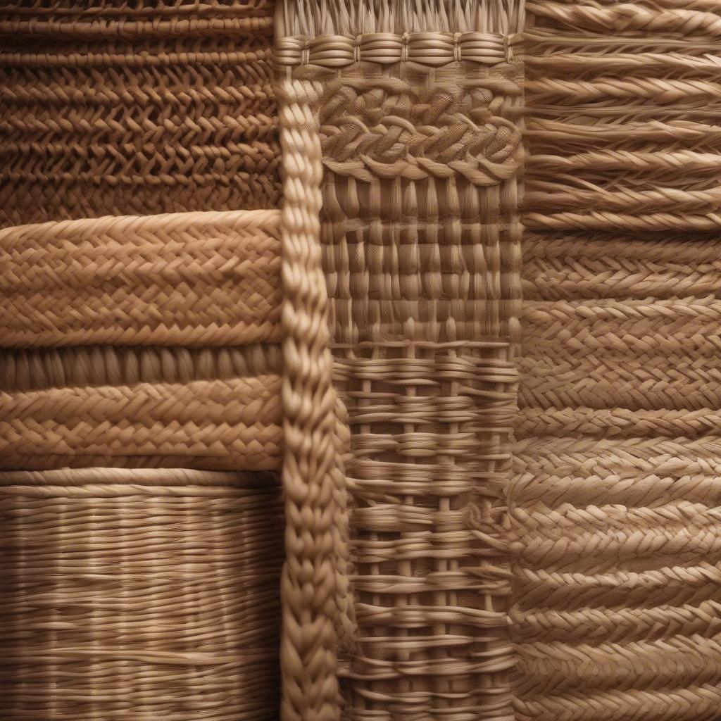 Close-up of different wicker weaving patterns