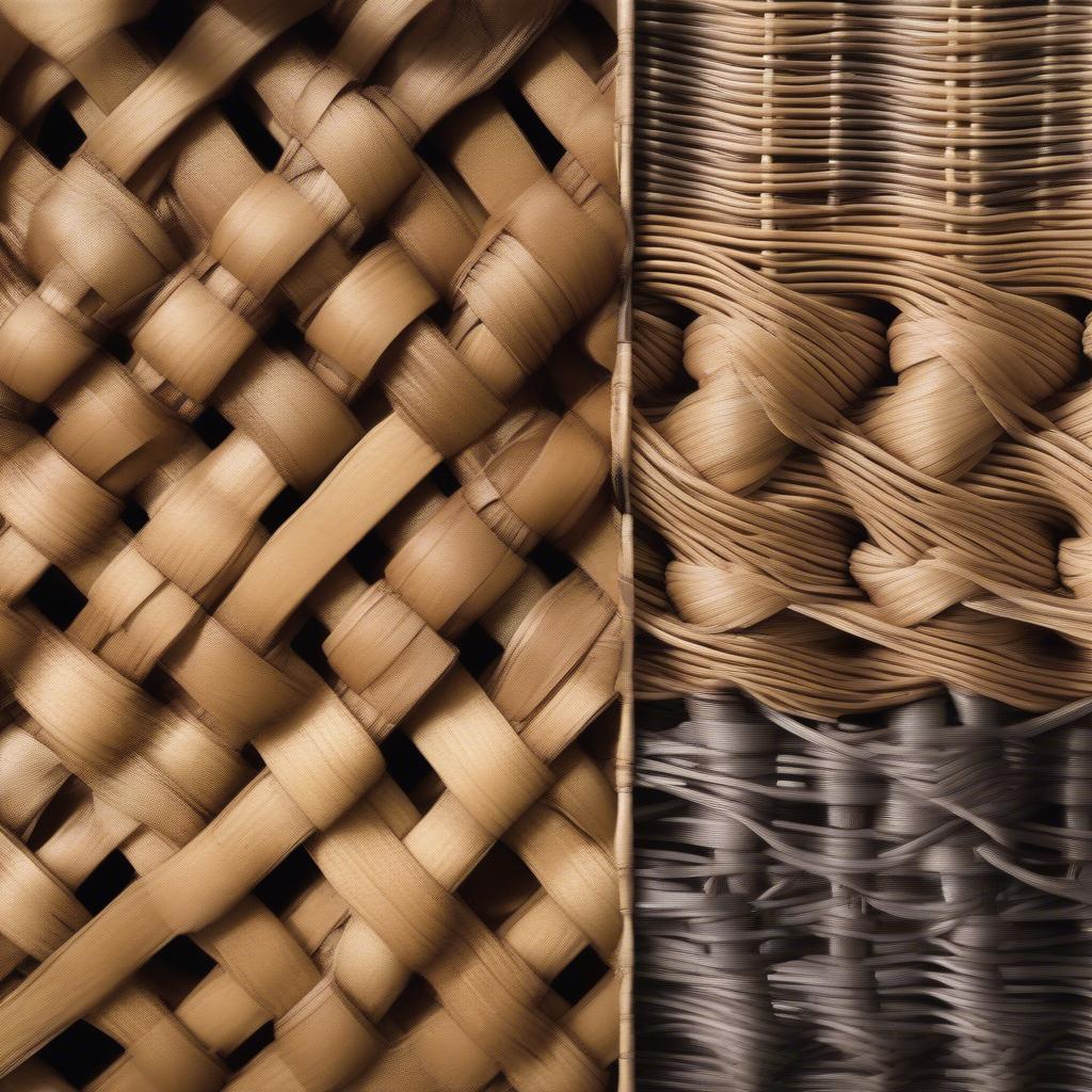 Various wicker weaving styles, highlighting the craftsmanship and artistry involved.