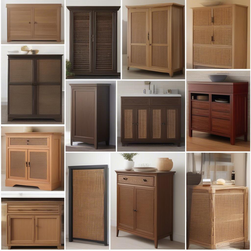 Various Wood and Wicker Options for Cabinets