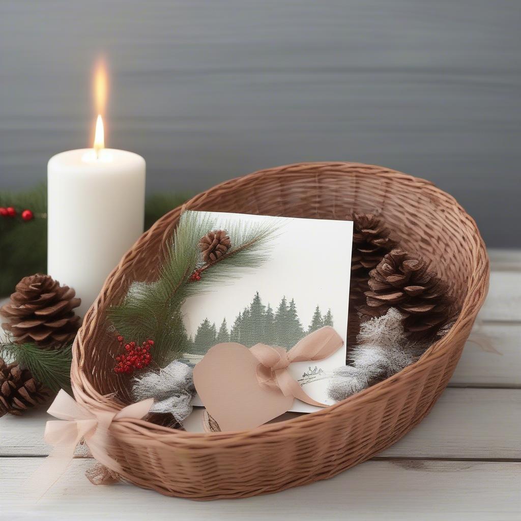 DIY wicker Christmas card holder projects