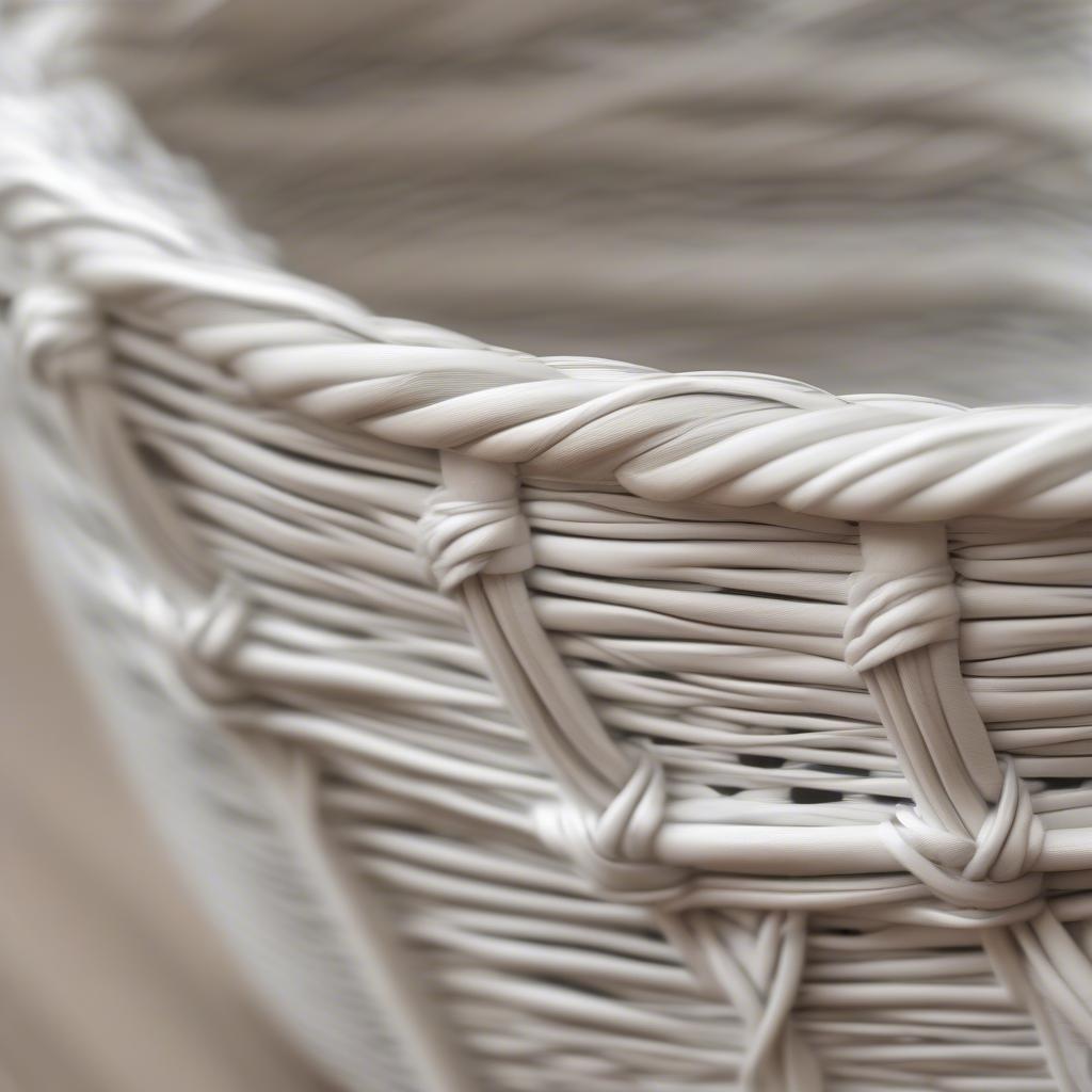 Close-up of Durable White Wicker Basket Weave