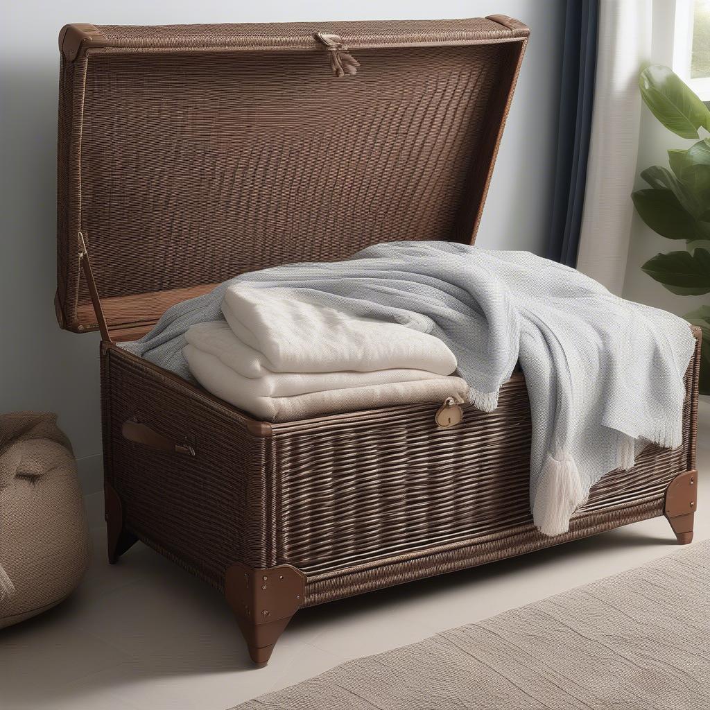 Extra Large Wicker Trunk in a Bedroom Setting