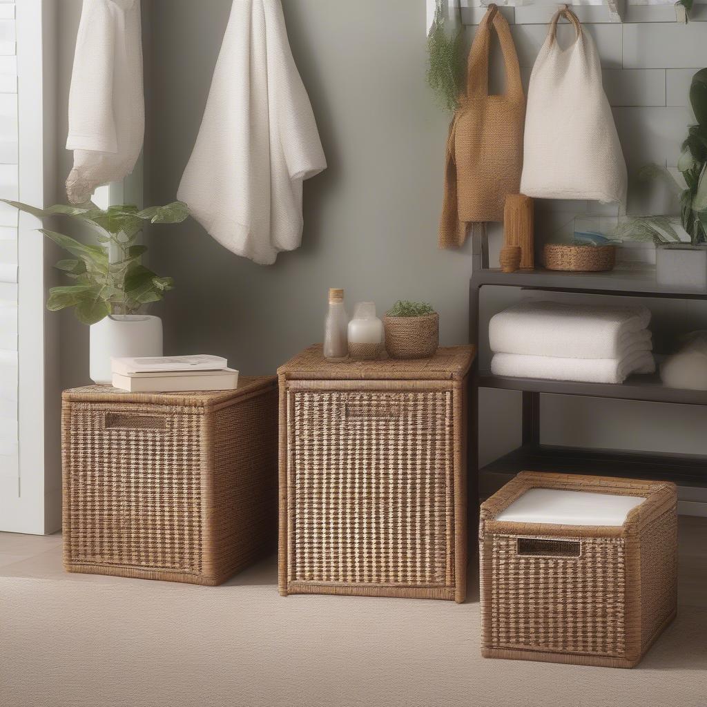 Durable Faux Wicker Storage Cubes in Various Settings