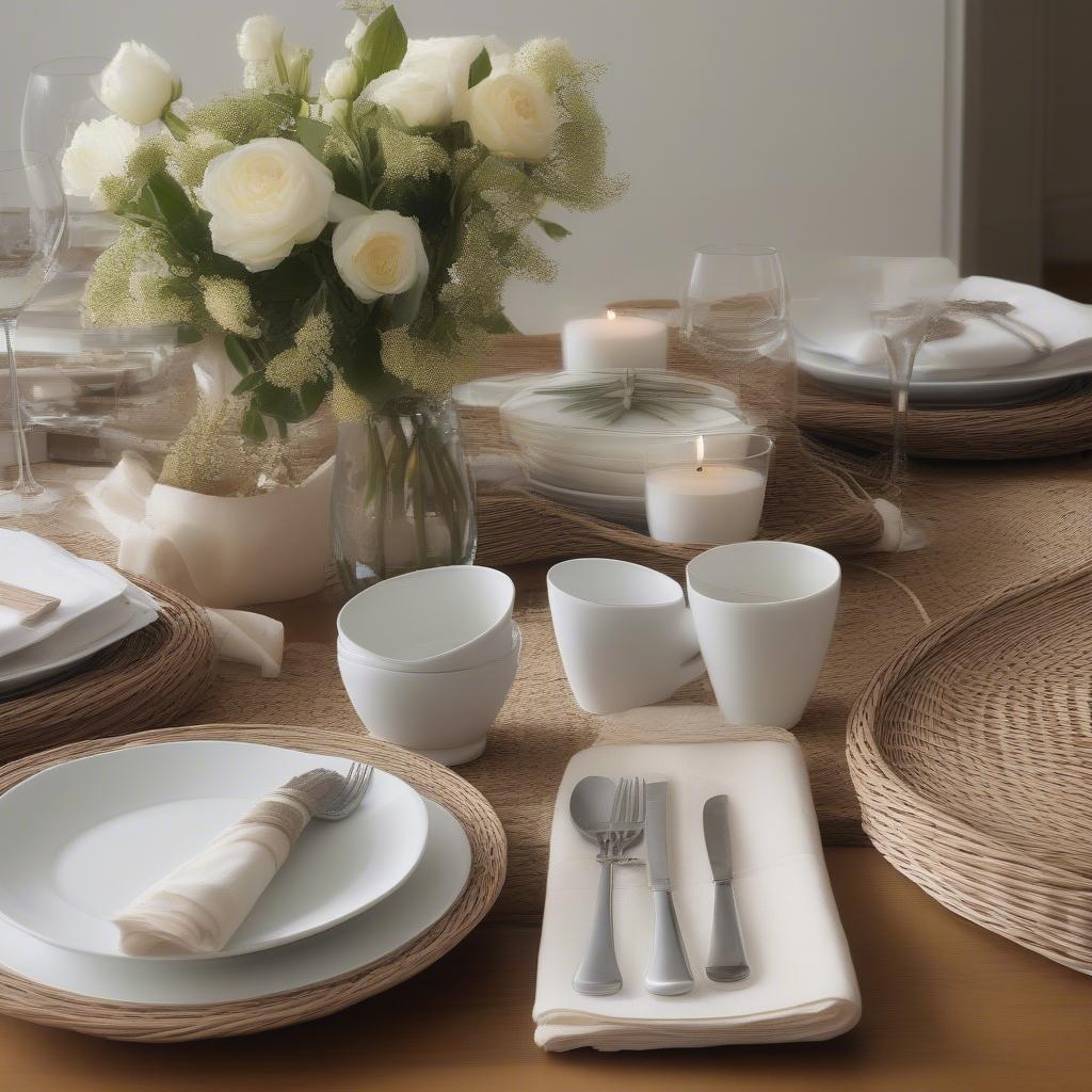 Fellowes wicker placemats in a table setting