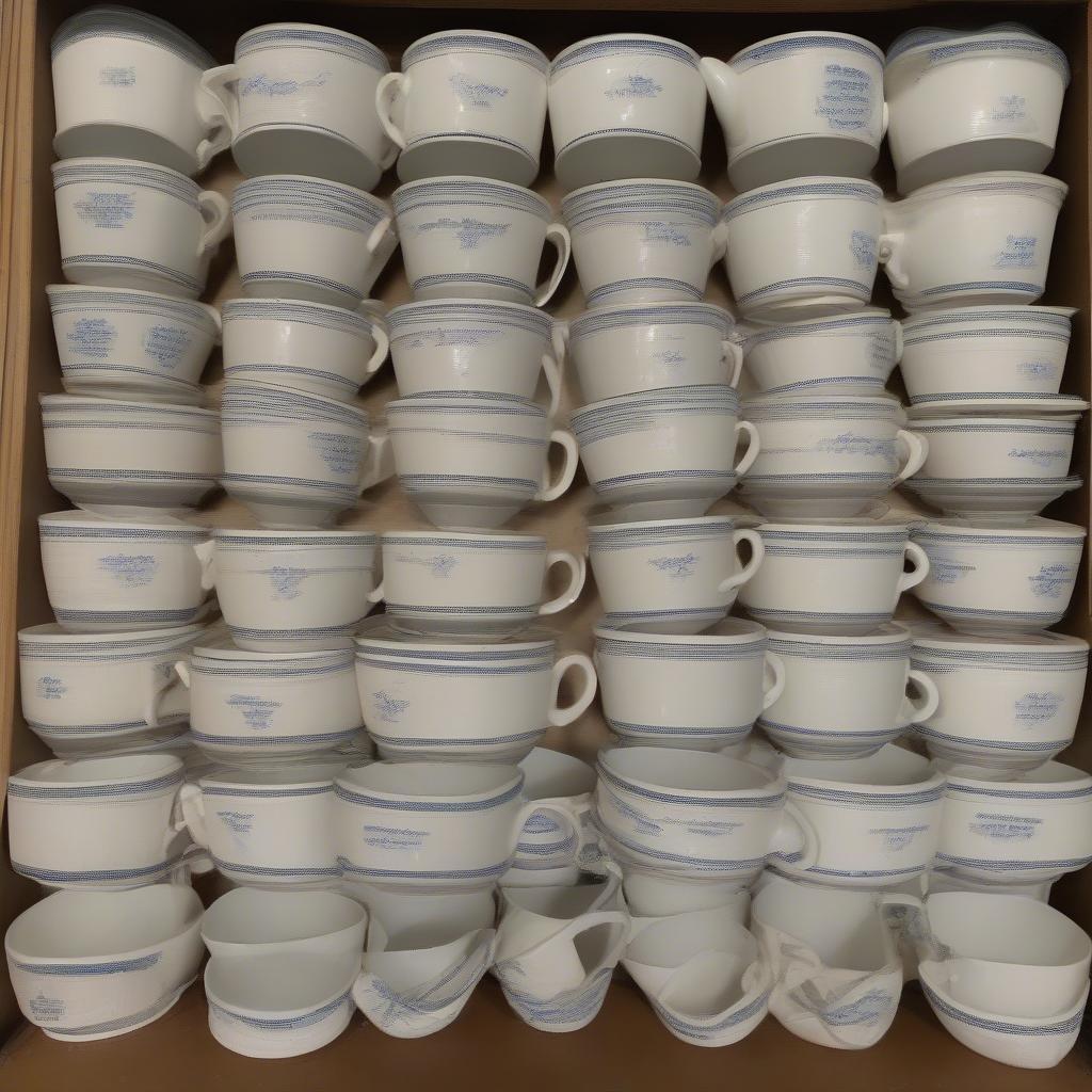 Searching for vintage wicker Corning Ware coffee holders on online marketplaces