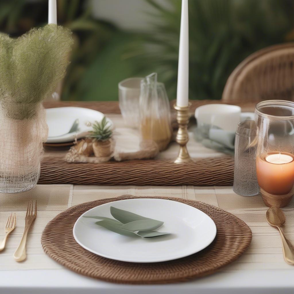 Finished Wicker Placemats Table Setting