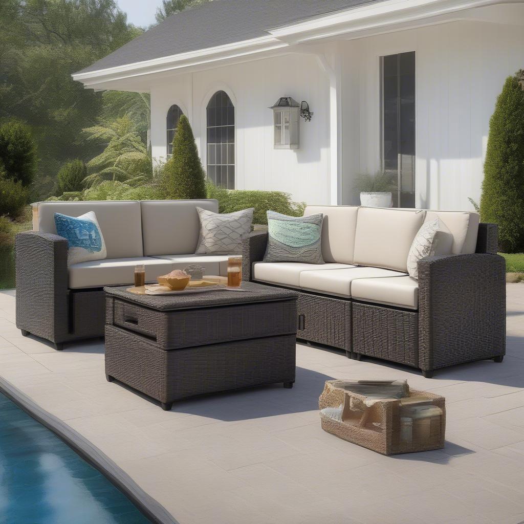 Franklin Wicker Patio Coffee Table with Storage Sizes