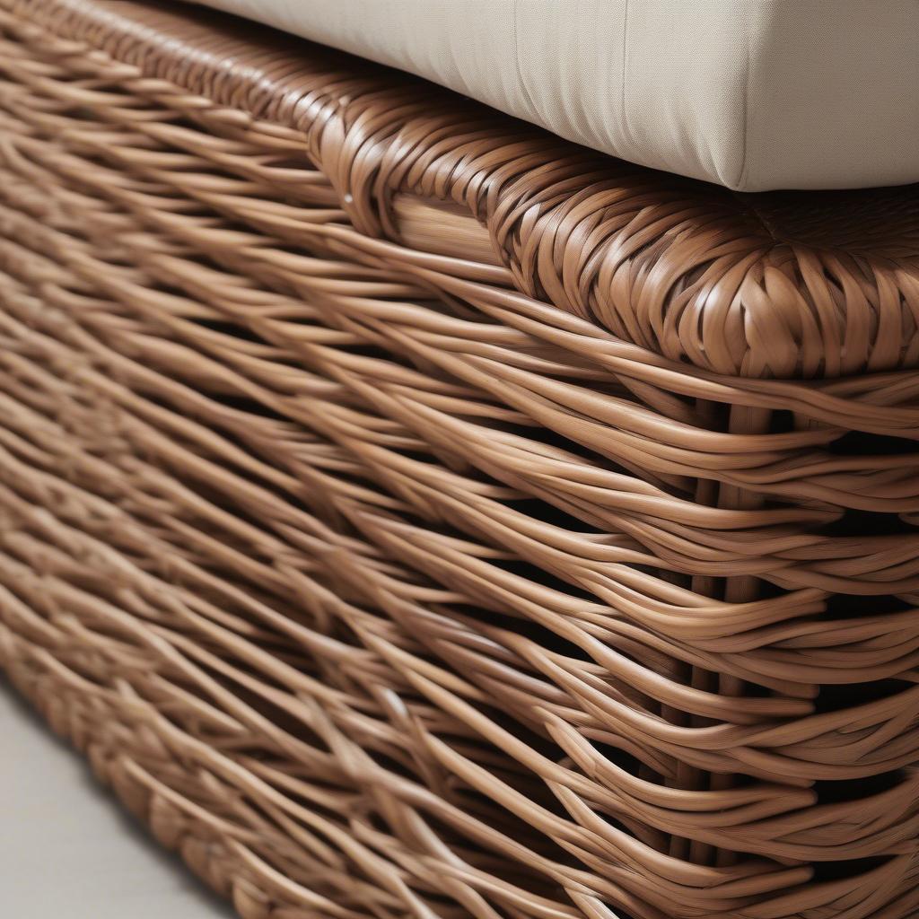 Close-up Detail of Freddy Wicker Storage Bench Weaving