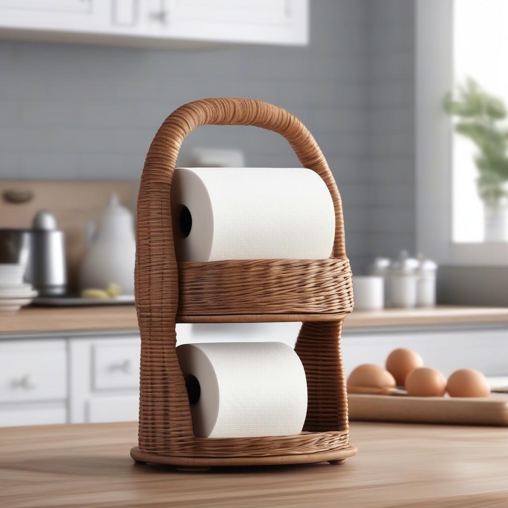 Freestanding Wicker Paper Towel Holder