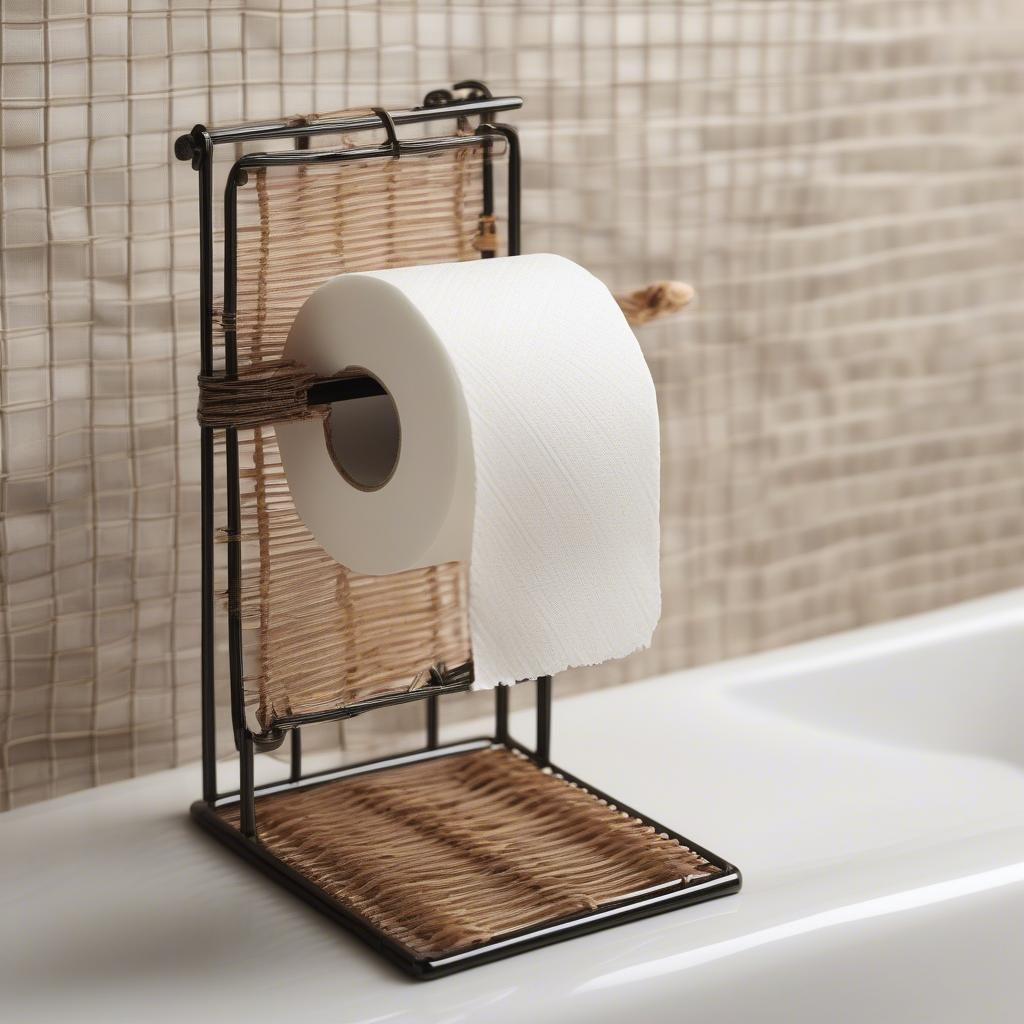 Freestanding Wicker Toilet Paper Holder