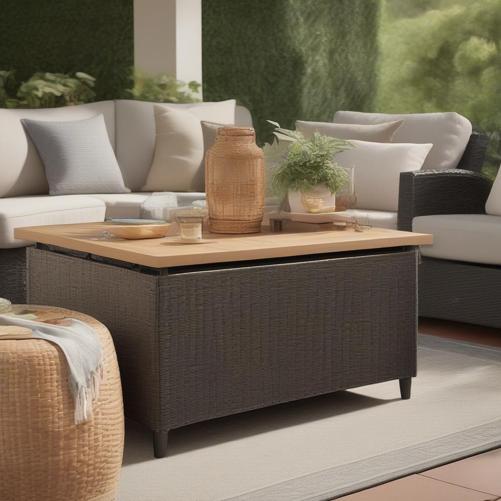 Stylish and Functional Fullerton Wicker Patio Storage Coffee Table Threshold