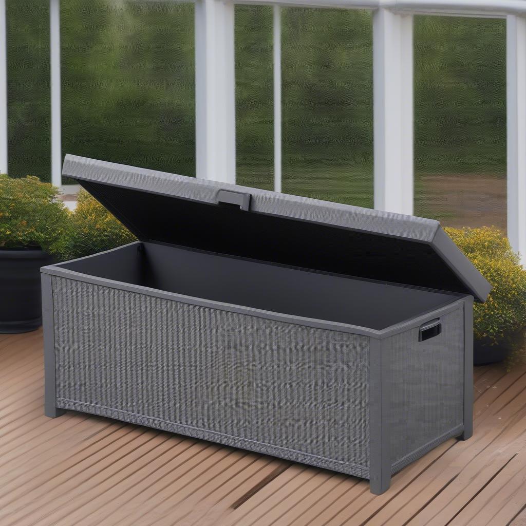 Gray Wicker Deck Storage Weather Resistance