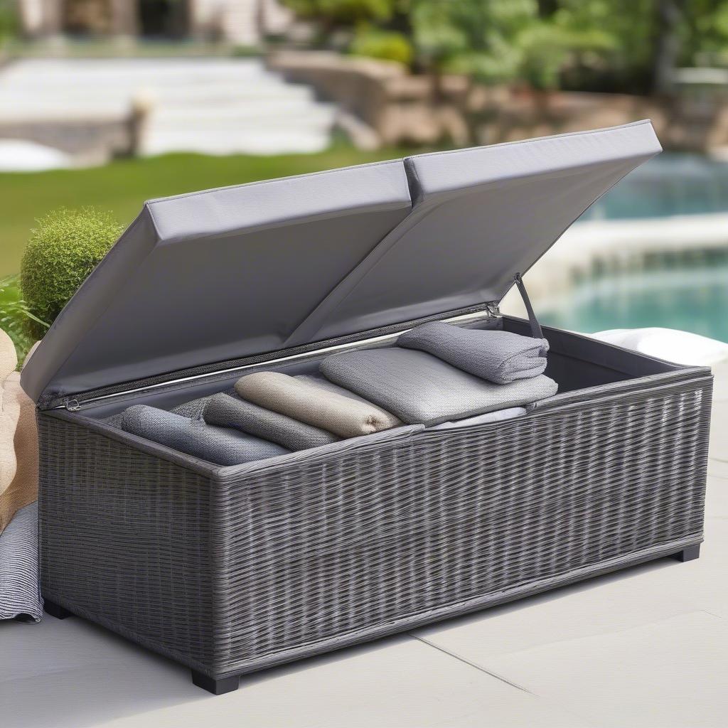 Gray Wicker Storage Bench Cushion Storage