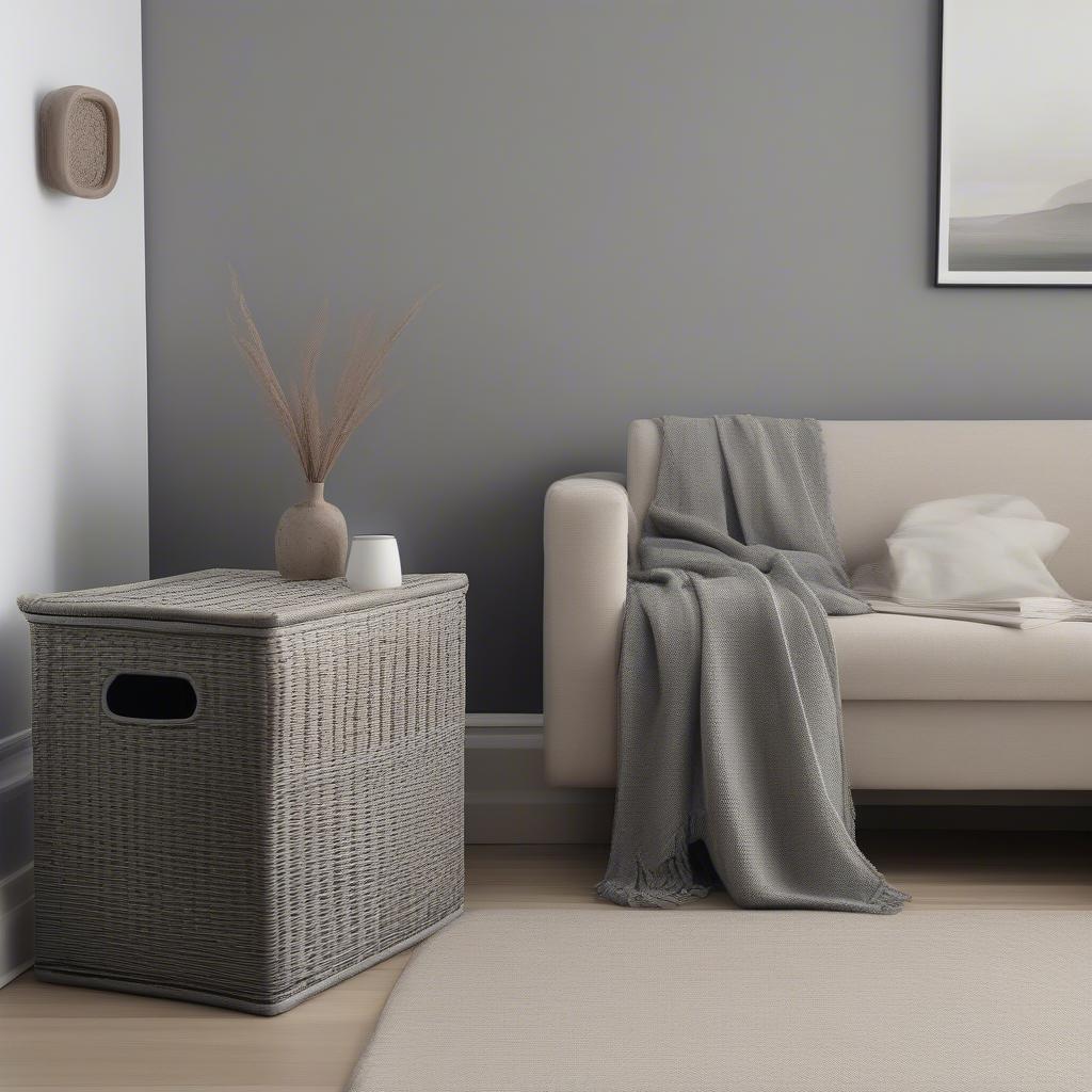 Gray Wicker Storage Cubes in a Living Room Setting