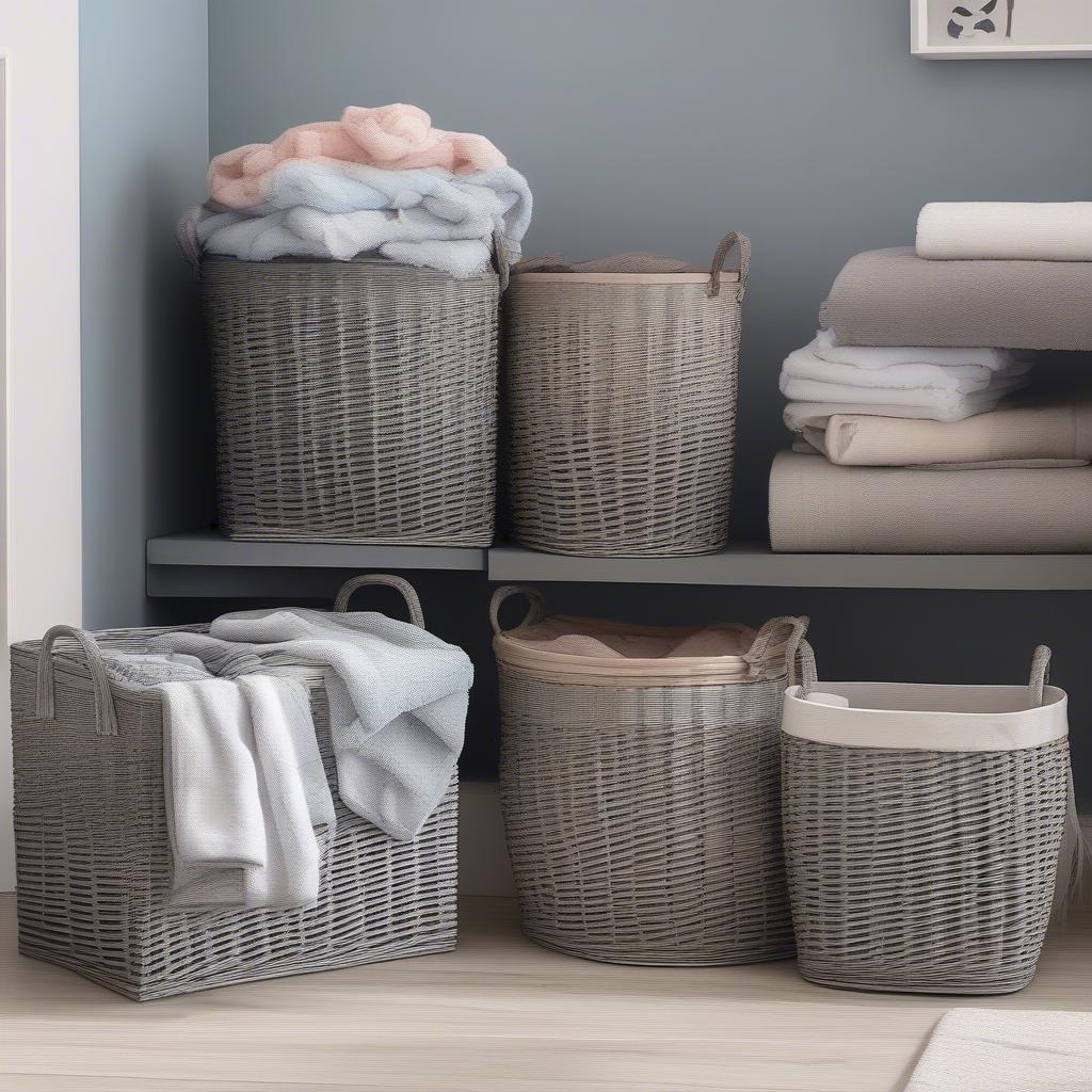 Grey Wicker Baskets in Home Decor