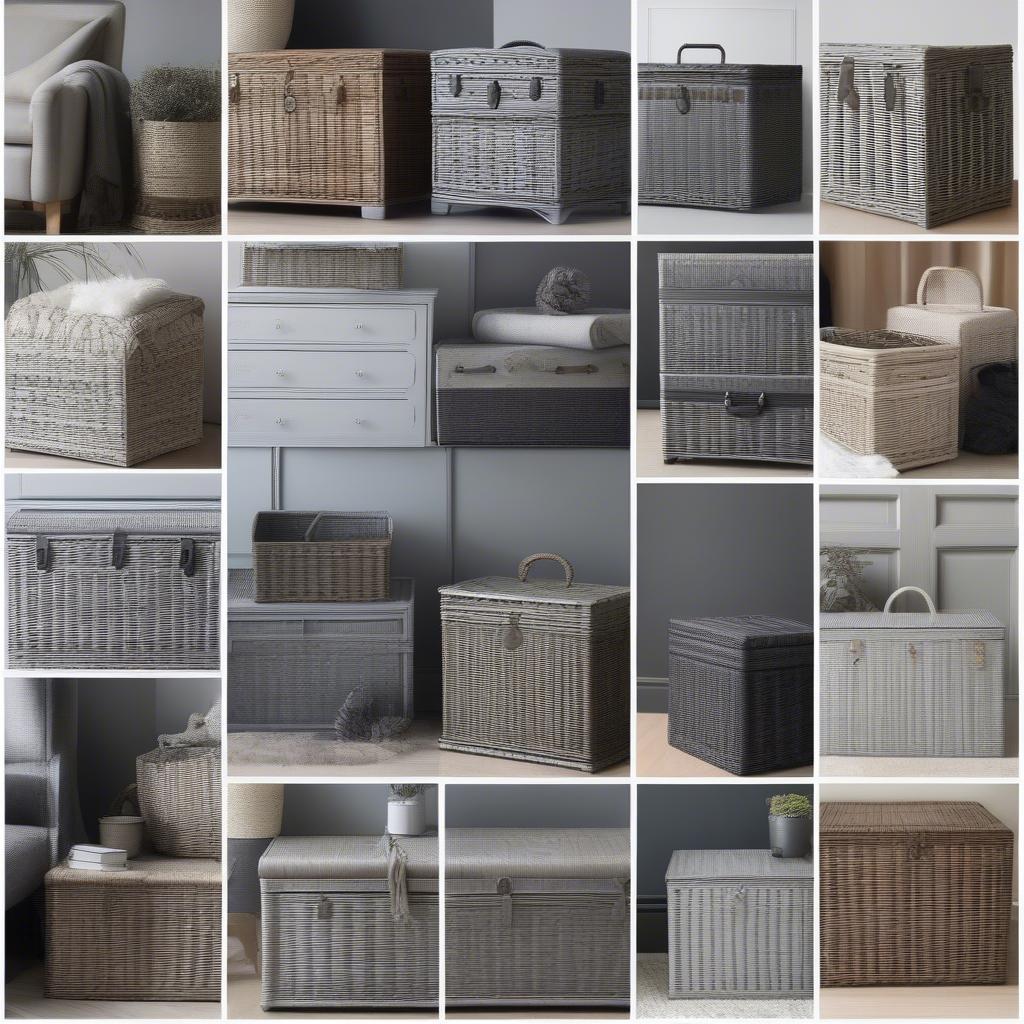 Different Shades of Grey Wicker Storage Trunks