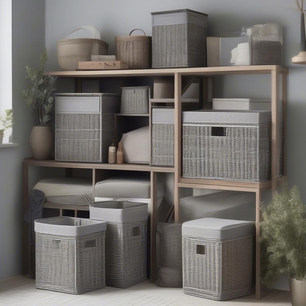 Grey Wicker Storage Unit Variety