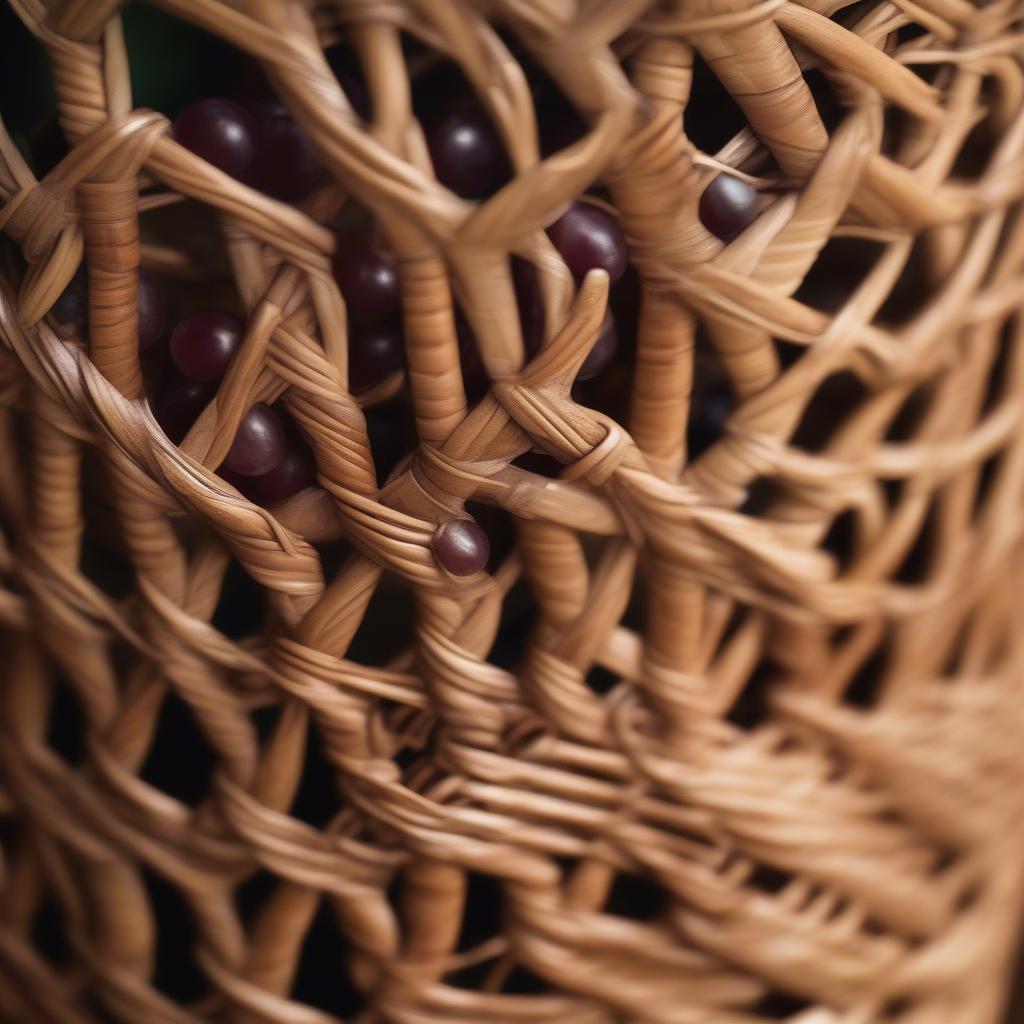 Intricate Details of a Handcrafted Wicker Wine Holder