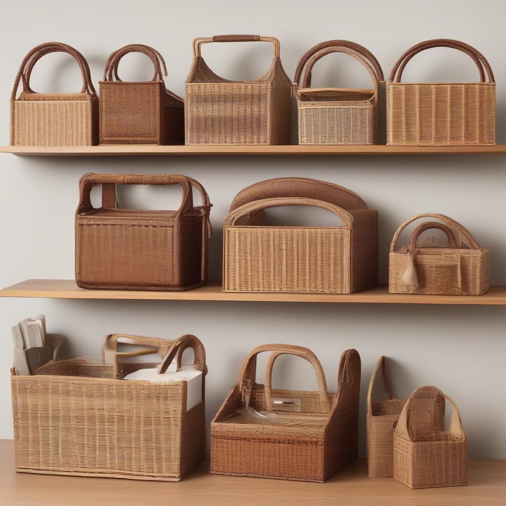 Variety of Handled Wicker Magazine Holders