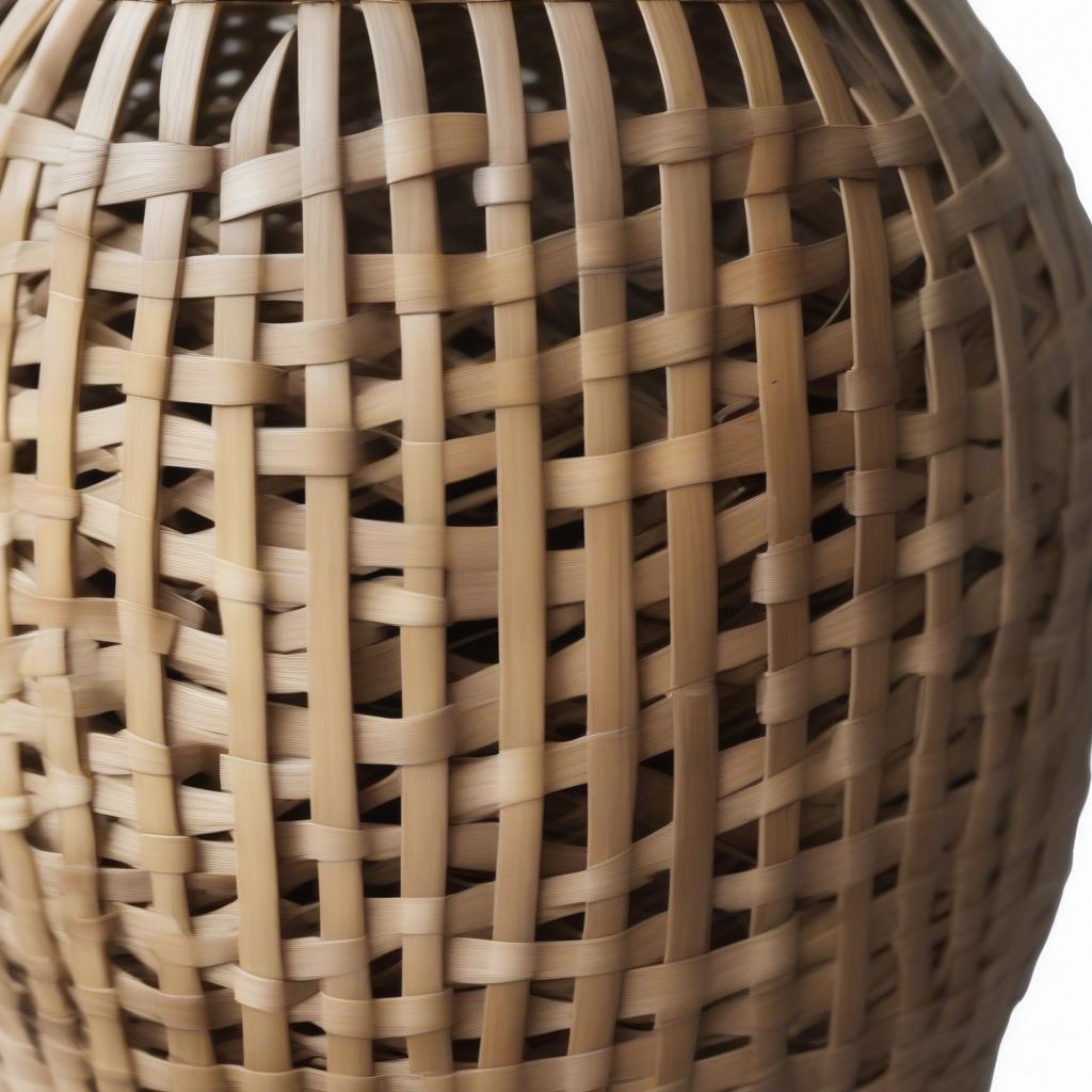 Close-up of a handmade wicker lantern candle holder