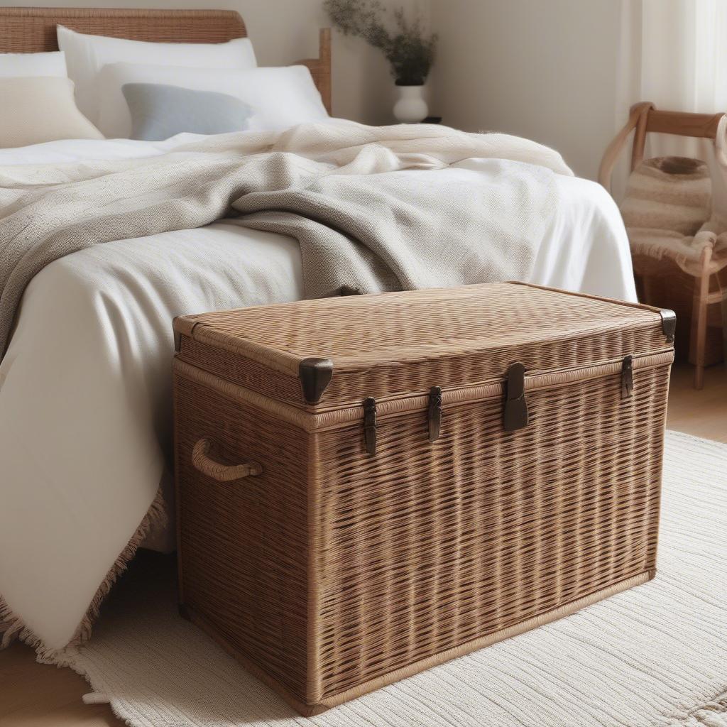 Happimess Michael 35 Wicker Trunk in Bedroom