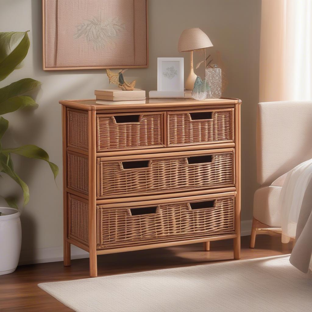 Harper Blvd Wicker Chest in Bedroom