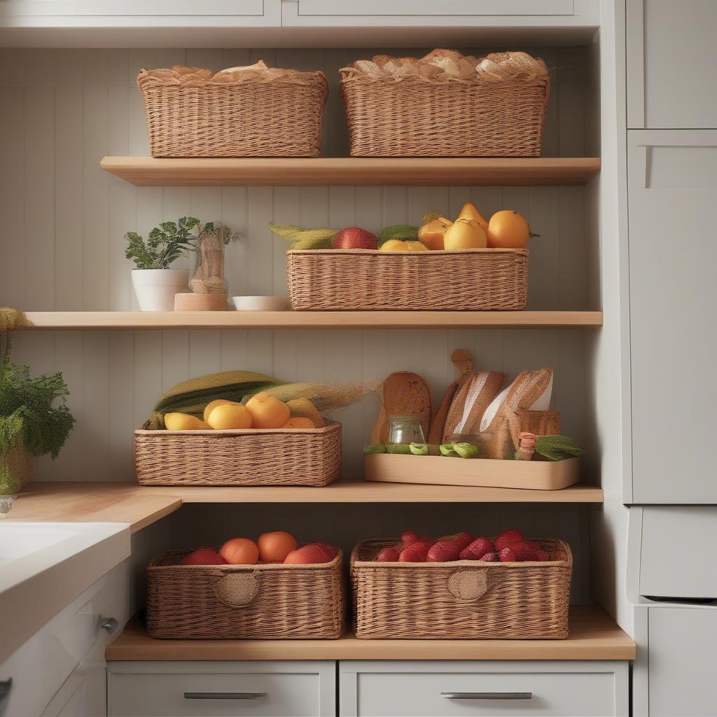 Hartleys wicker storage baskets in a kitchen