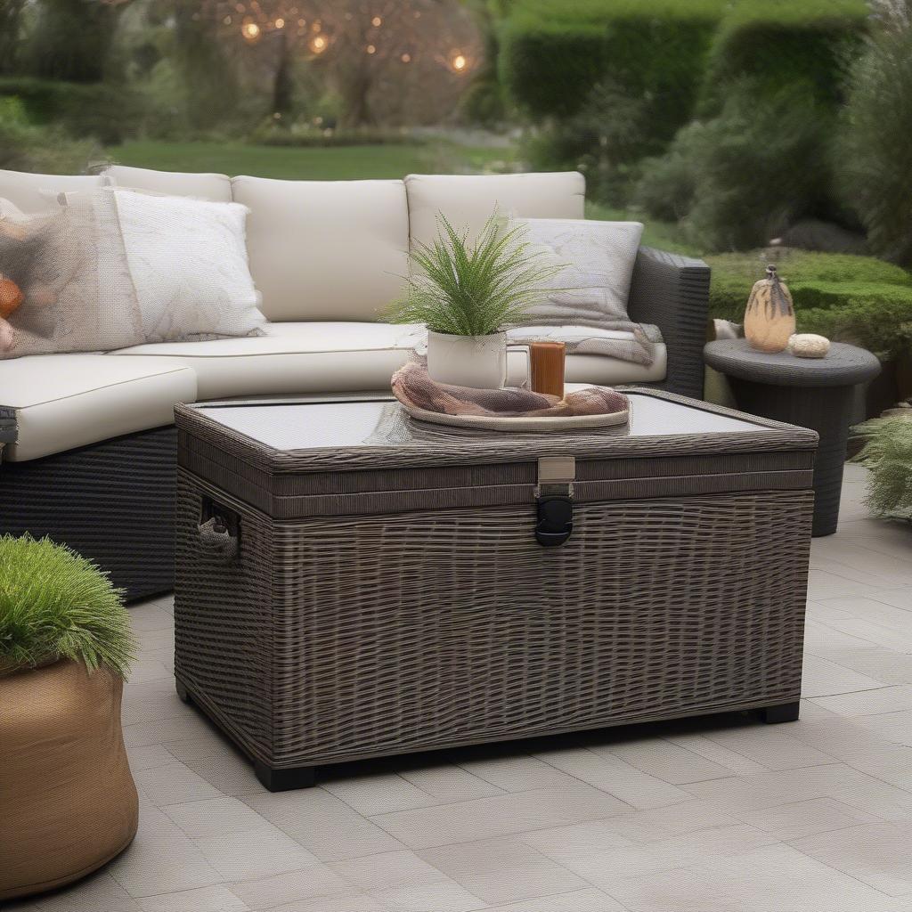 Heatherstone Wicker Patio Storage Trunk Coffee Table Overview