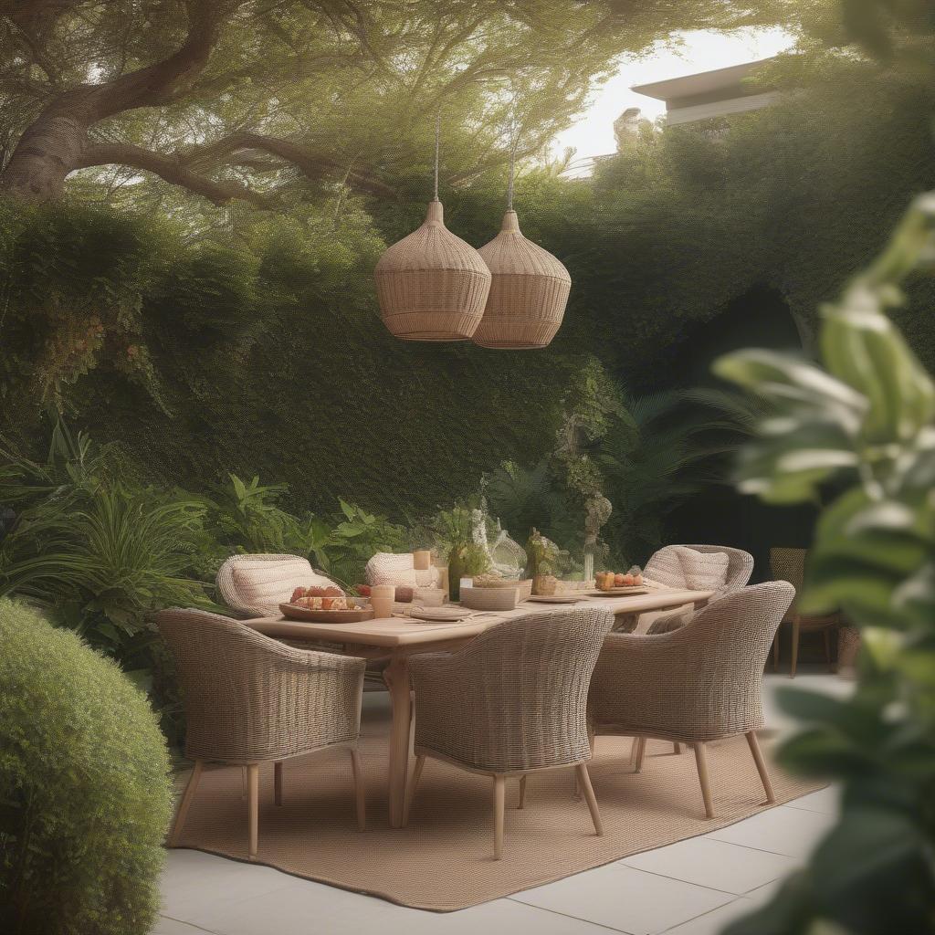 Holden Wicker Dining Chair in Outdoor Setting