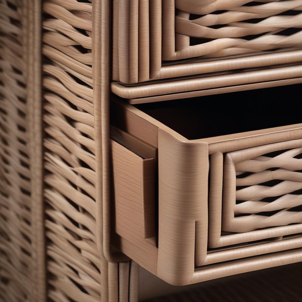 Honey Can Do Wicker Storage Chest - Close Up of Wicker Drawers