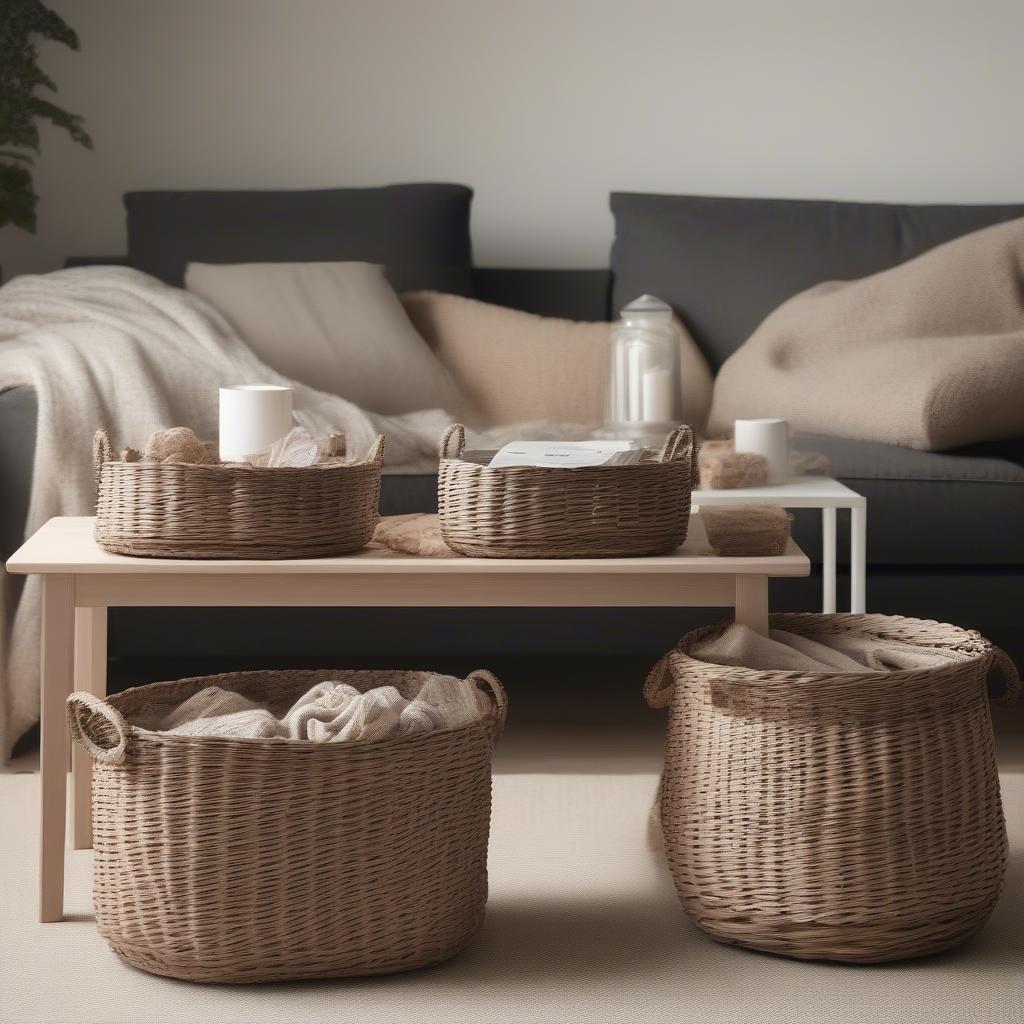 Ikea 113 Wicker Baskets in Living Room