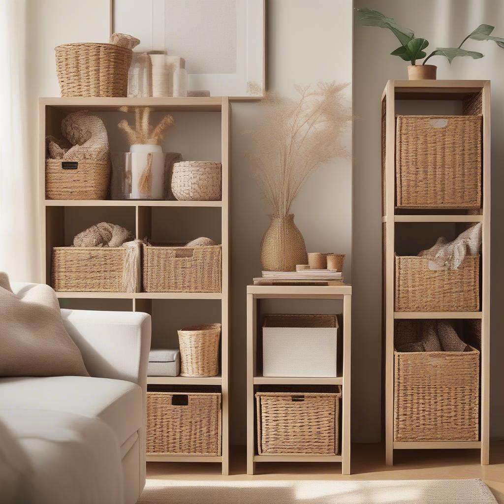 IKEA Wicker Cube Storage in a Living Room Setting