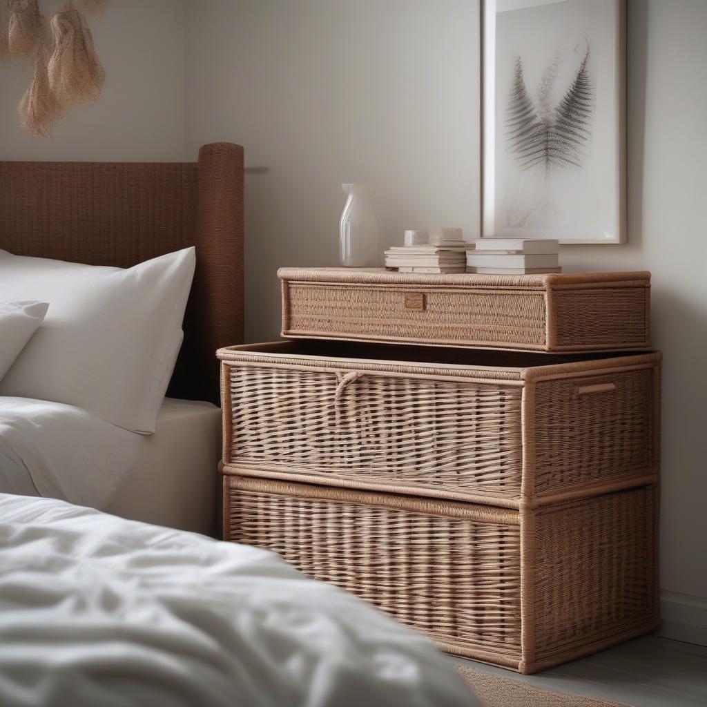 IKEA Wicker Storage Chest in Bedroom Setting