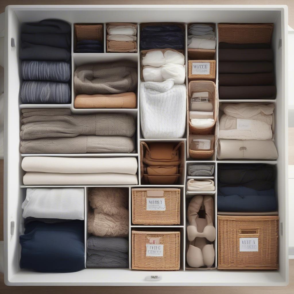 Organized under-bed storage with Ikea wicker baskets