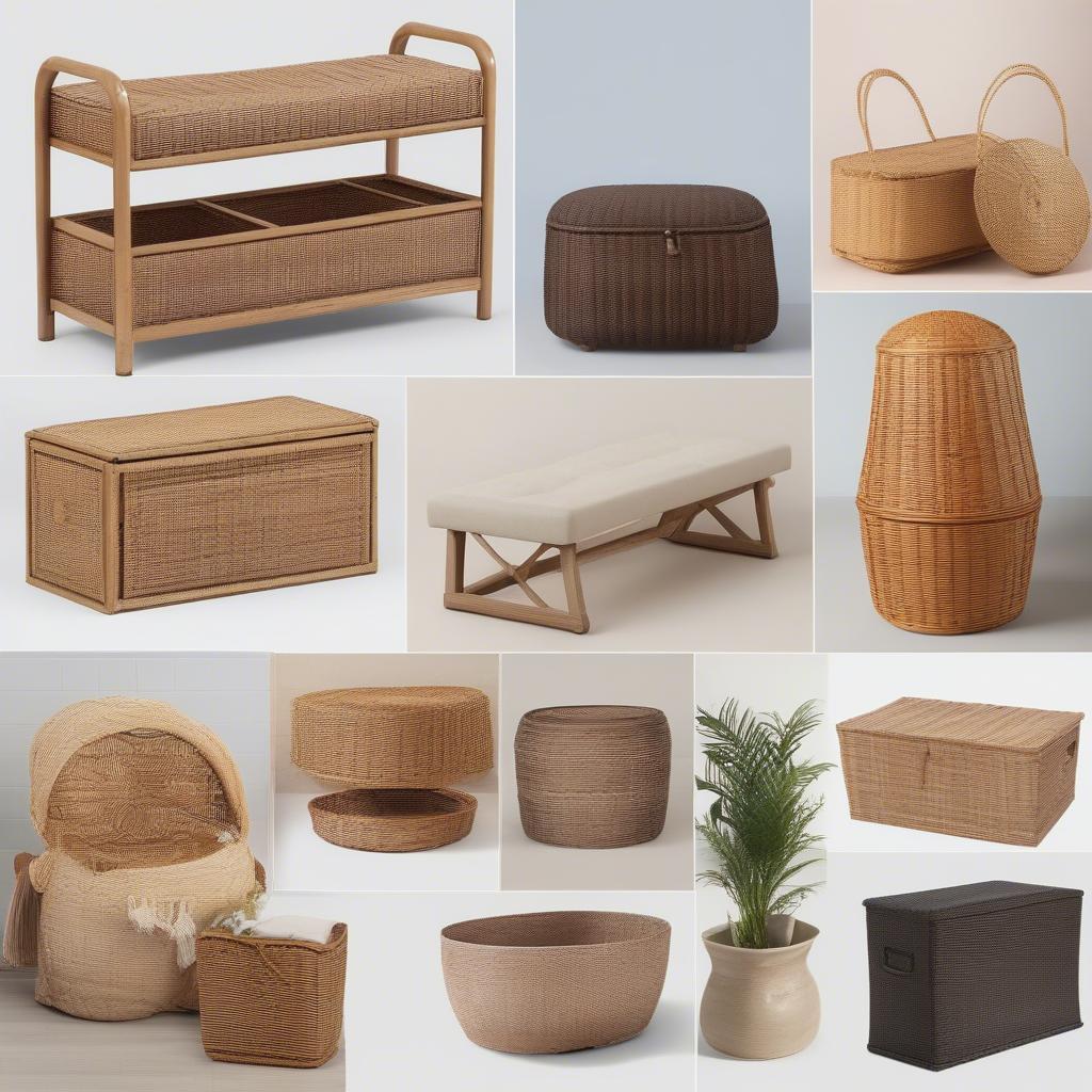 Various Indoor Wicker Storage Bench Styles