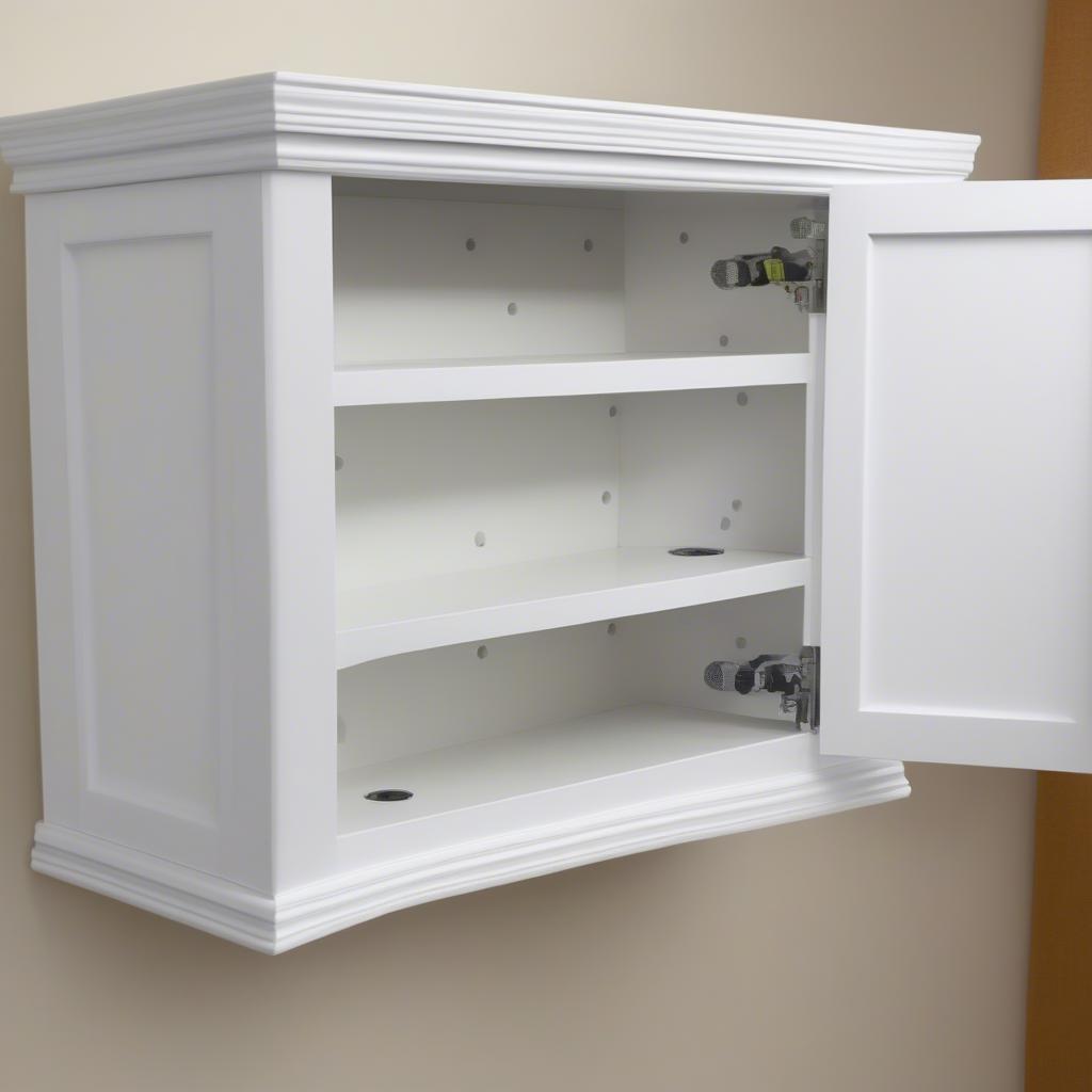 Installing a White Wicker Bathroom Wall Cabinet