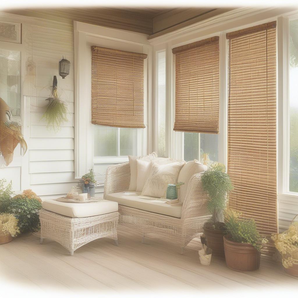 Installing Wicker Blinds on a Porch