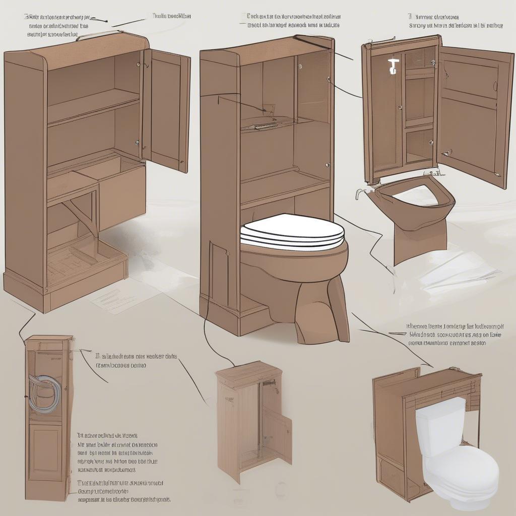 Easy steps to install a wicker over-the-toilet cabinet