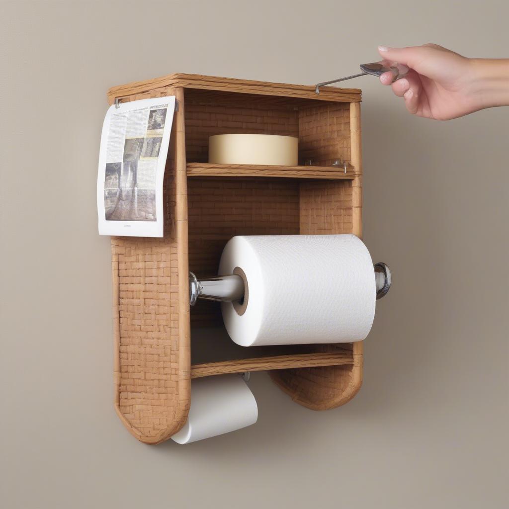 Installing a Wicker Toilet Paper Holder