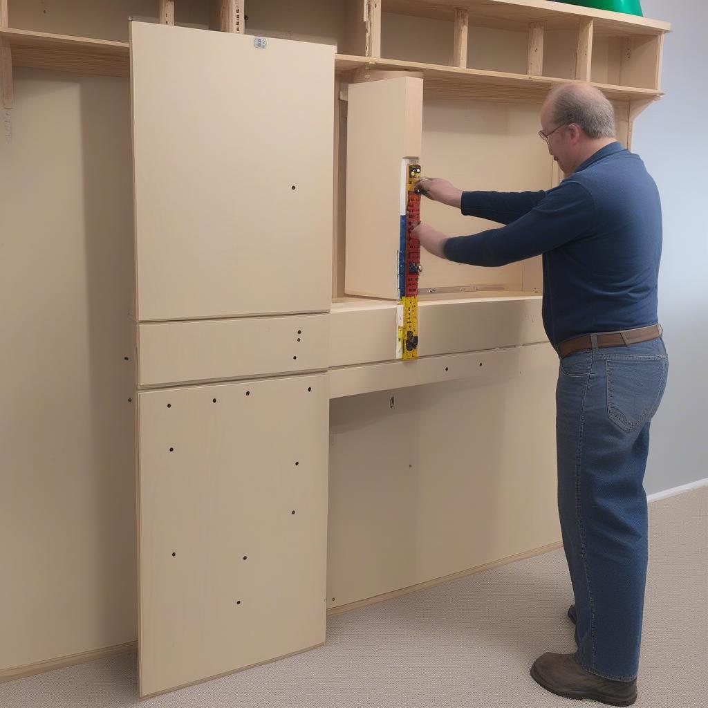 Step-by-step guide on how to install a wicker wall cabinet in a bathroom.