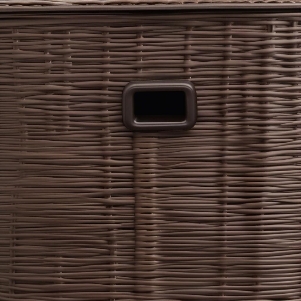 Close-up of the Java 73-Gallon Resin Wicker Storage Box