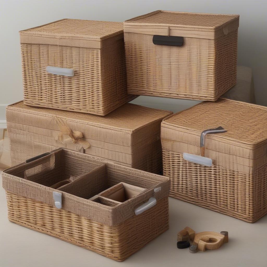 Different Sizes of Jeco Wicker Storage Boxes