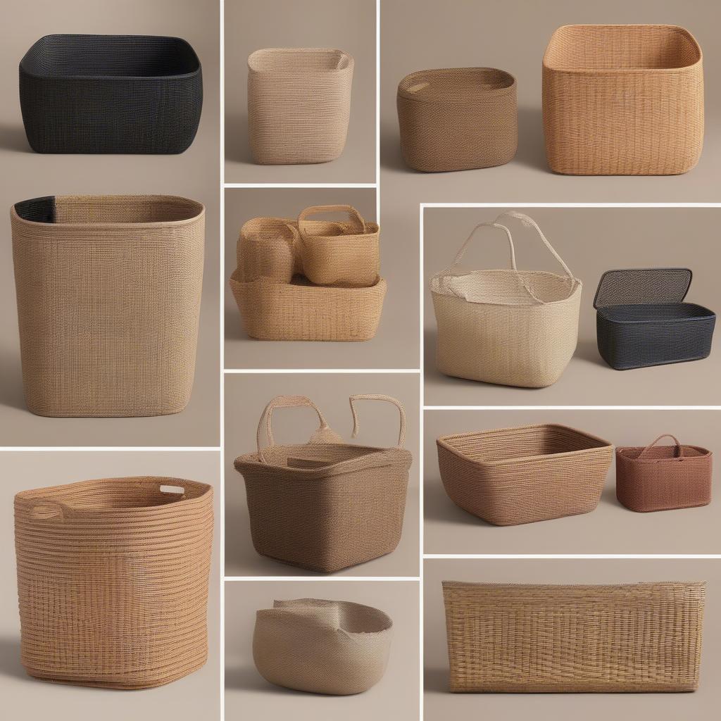 Jute Plastic Wicker Storage Baskets in Various Sizes and Styles